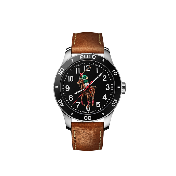 Gå till produkt: 42 mm Polo-spelare i stål med svart visare