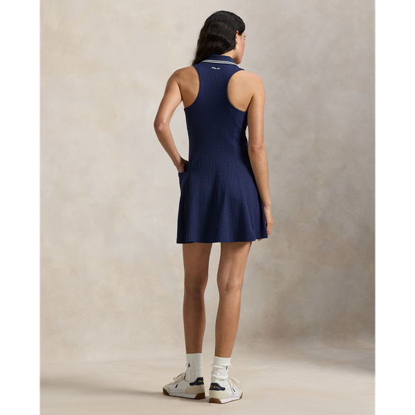Gå till produkten: Stretch-Jacquard utan ärmar poloklänning