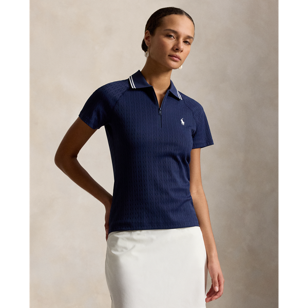 Gå till produkten: Kabel Jacquard kvartszip-polo