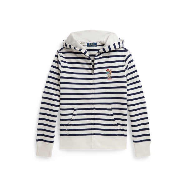 Gå till produkten: Polo Bear streckad flanelltröja med huvud