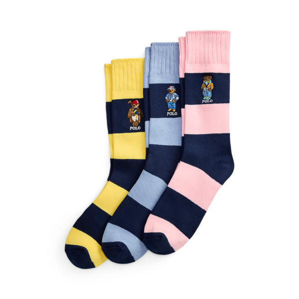 Gå till produkten: Polo Bear Streckad 3-sockar Gåvauppsättning