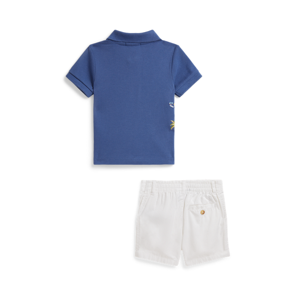Gå till produkten: Broderad nät-Polo och twillshort