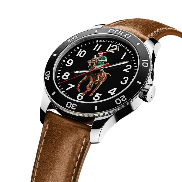 Gå till produkt: 42 mm Polo-spelare i stål med svart visare